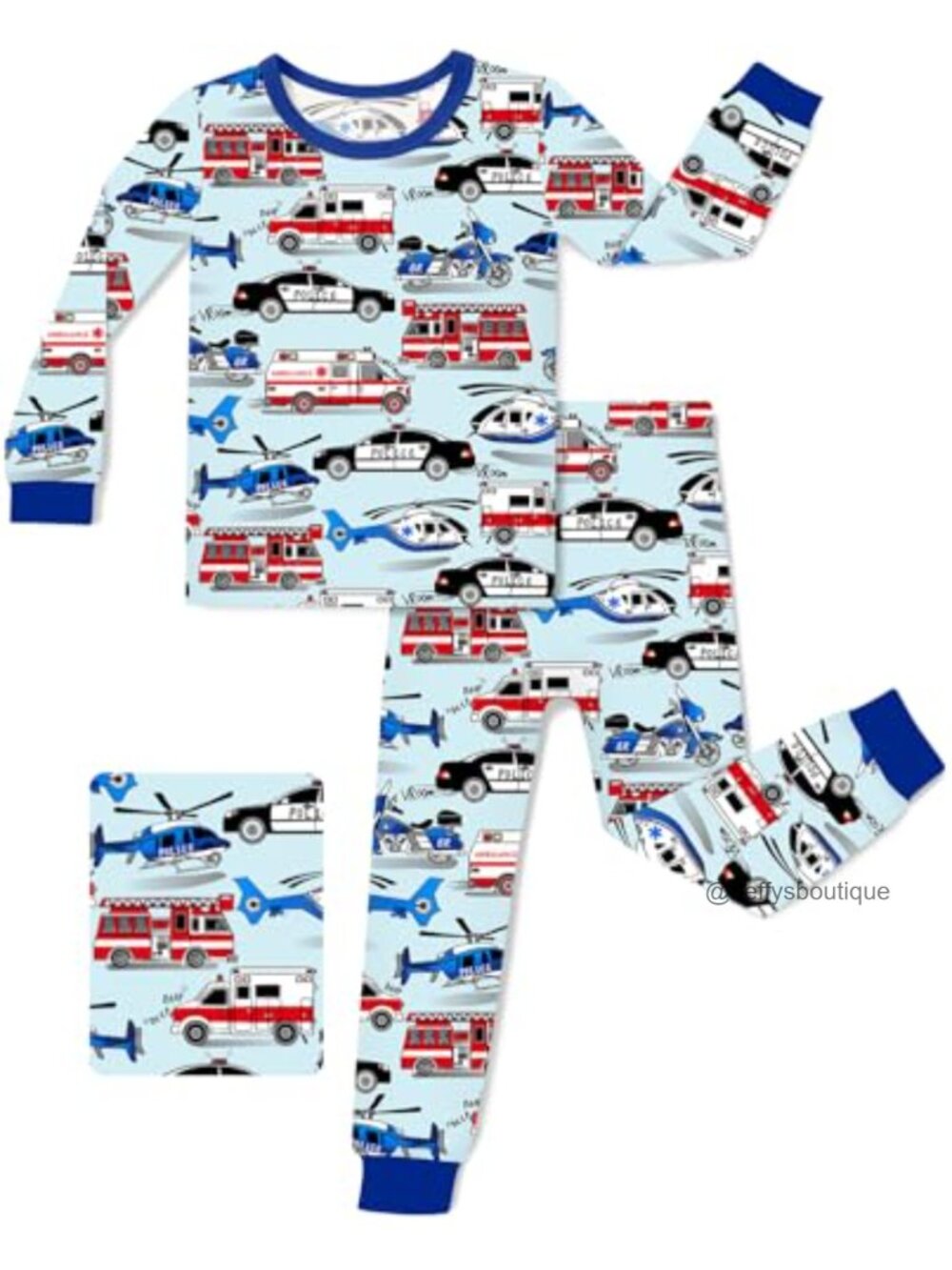 Toddler Boys Long Sleeve Bamboo Pajama Set 93% Viscose